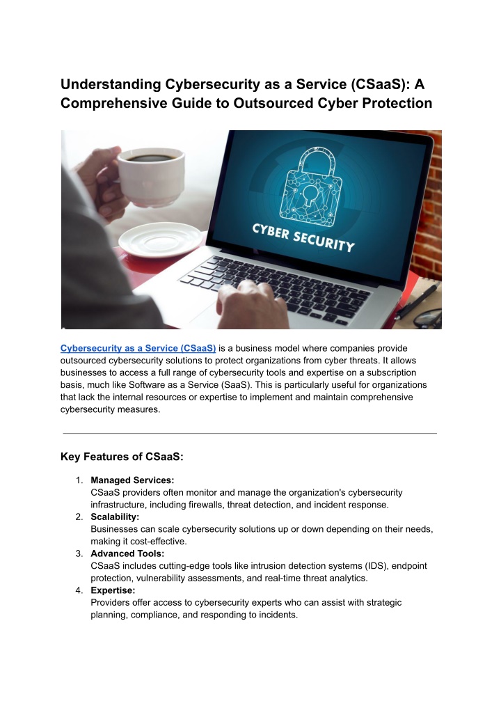 Ppt Understanding Cybersecurity As A Service Csaas A Comprehensive