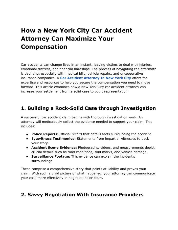 Ppt How A New York City Car Accident Attorney Can Maximize Your