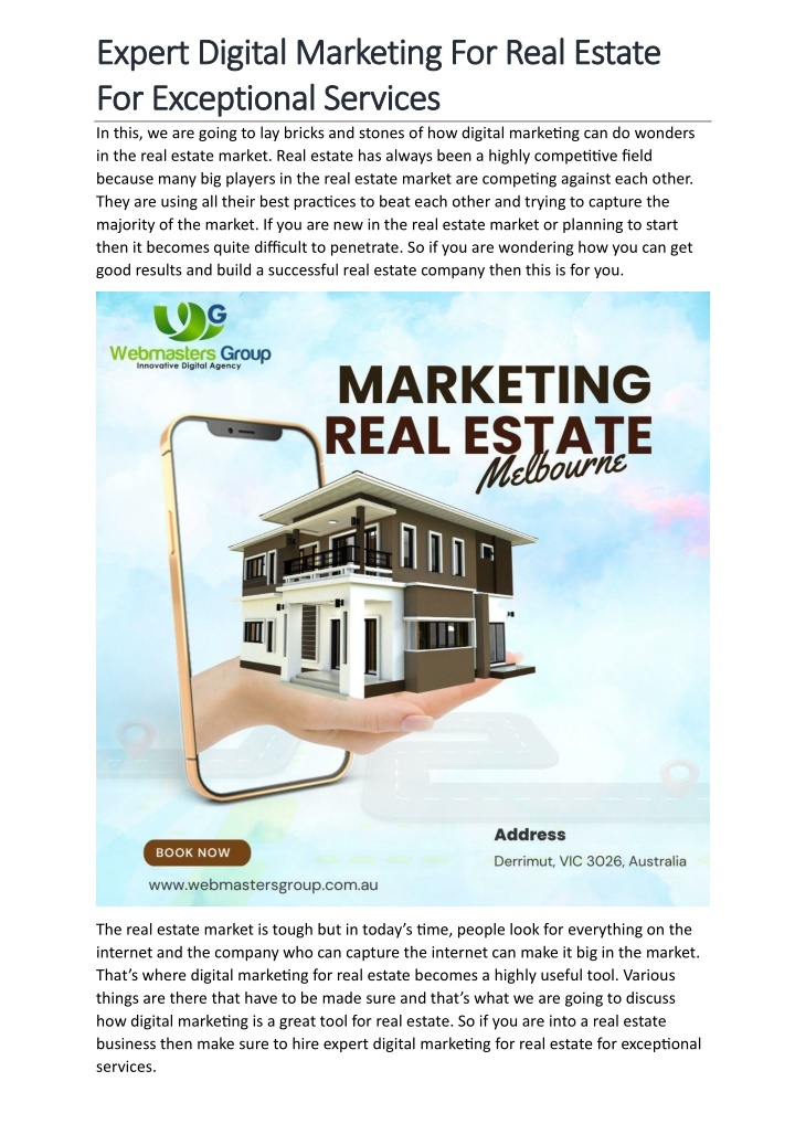 Ppt Expert Digital Marketing For Real Estate For Exceptional Services