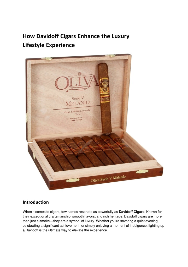 PPT How Davidoff Cigars Enhance The Luxury Lifestyle Experience