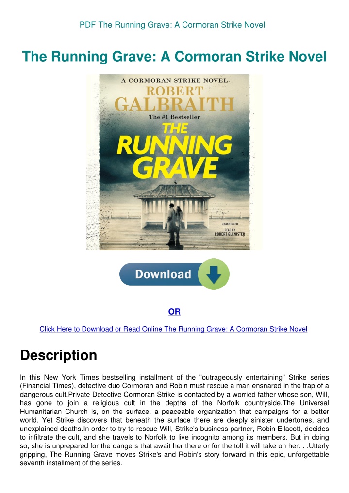 PPT PDF The Running Grave A Cormoran Strike Novel PowerPoint