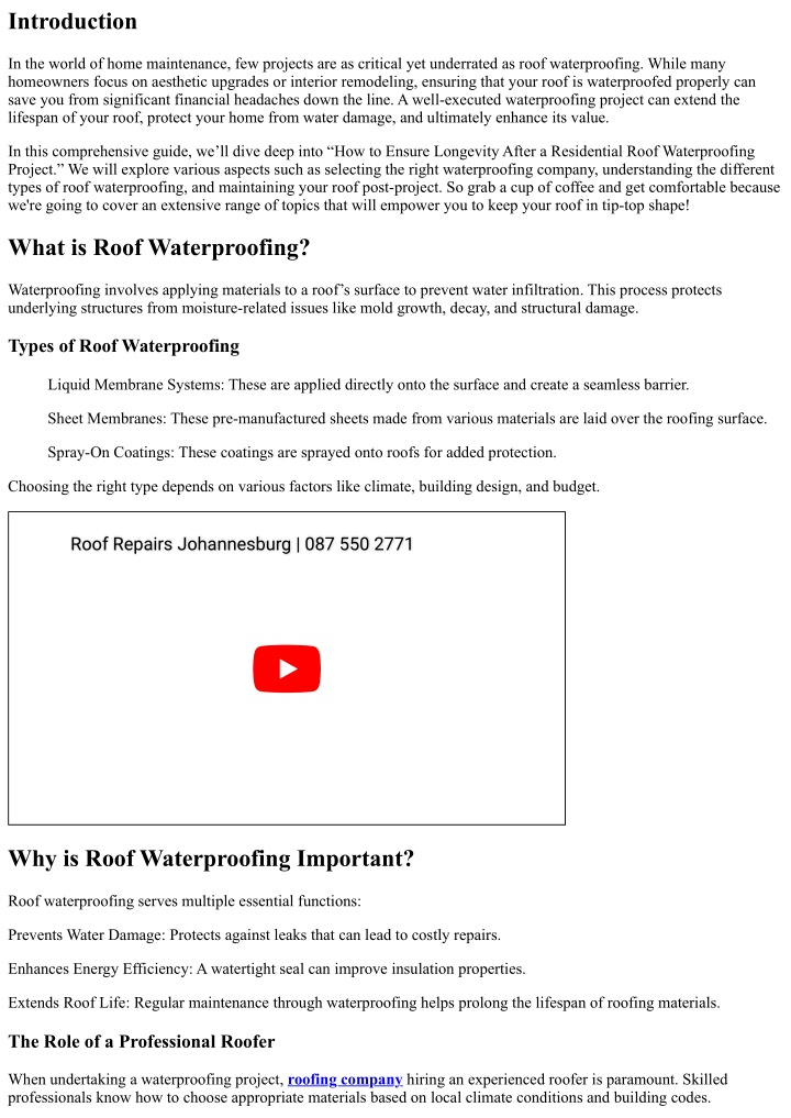 PPT How To Ensure Longevity After A Residential Roof Waterproofing