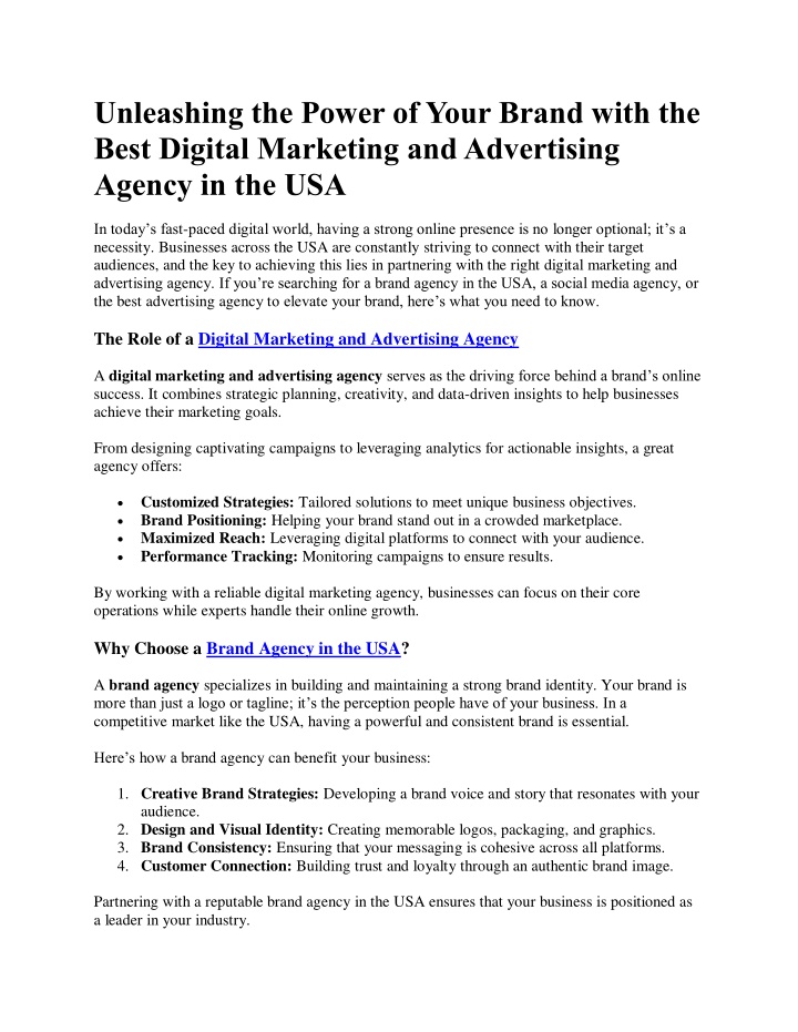 Ppt Best Digital Marketing And Advertising Agency In The Usa