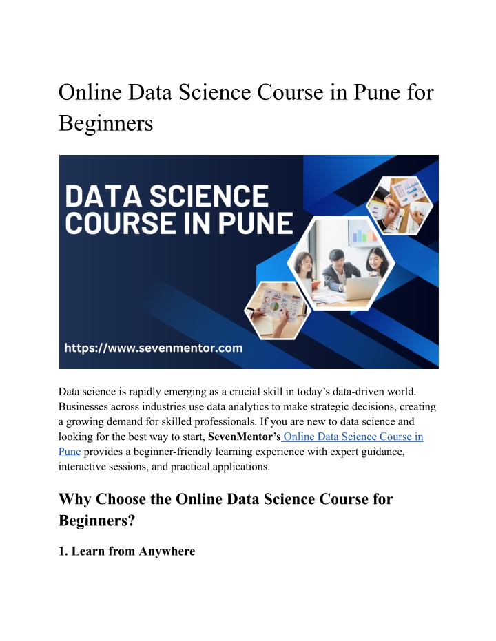 PPT Online Data Science Course In Pune For Beginners PowerPoint