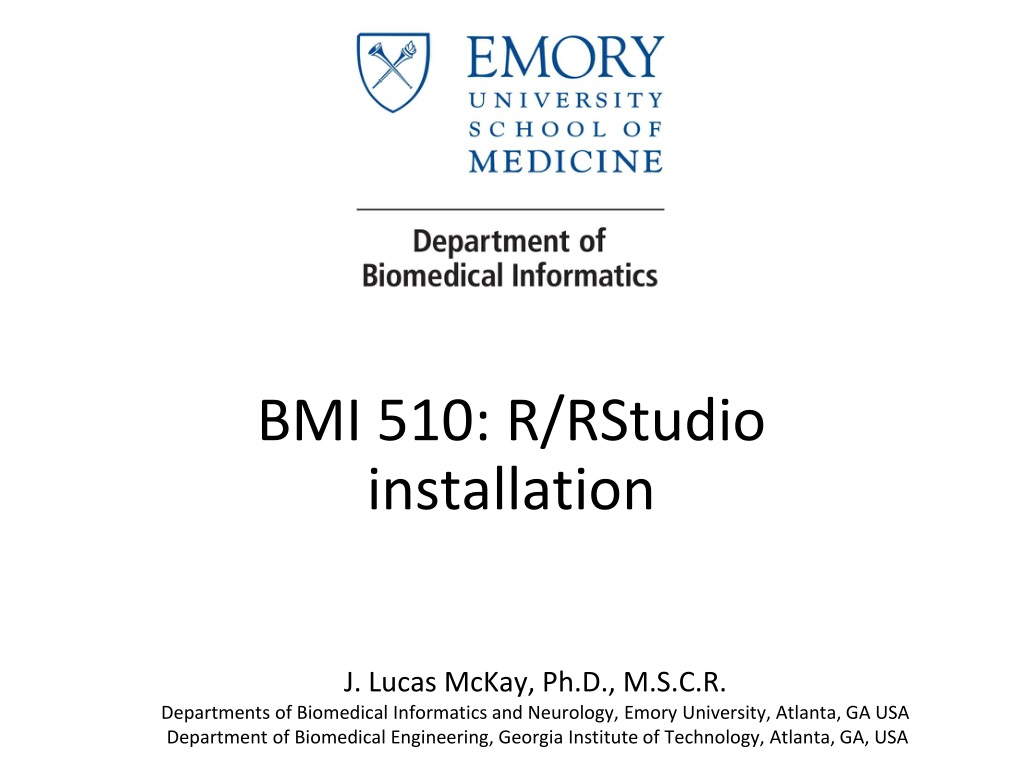 introduction to r and rstudio for bmi 510 cour