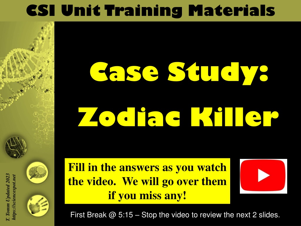 csi unit training zodiac killer case study highligh