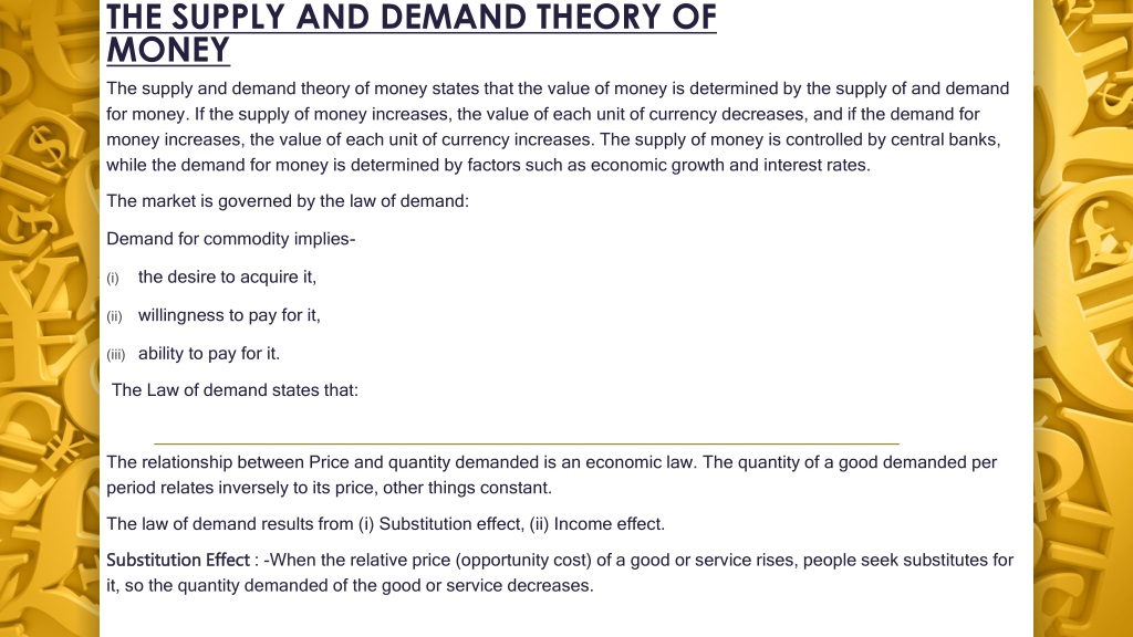 money supply and demand theory explain