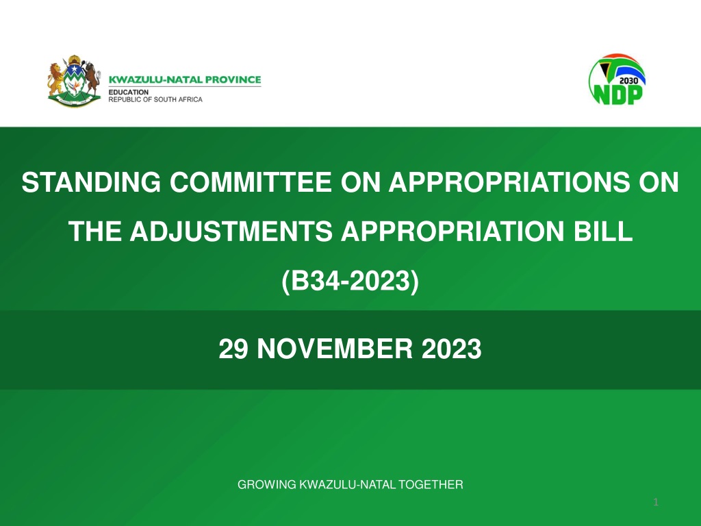 department of appropriations report on growing kwazulu natal togeth