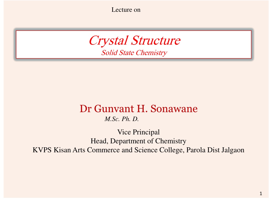 Crystal Structure in Solid State Chemistry