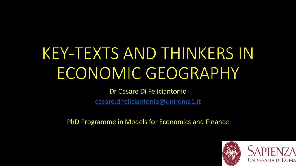 key texts and thinkers in economic geography by dr cesare di felicianton