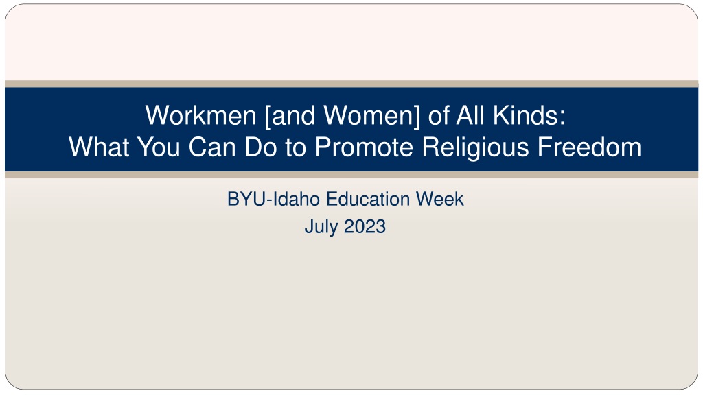 Empowering Individuals to Promote Religious Freedom