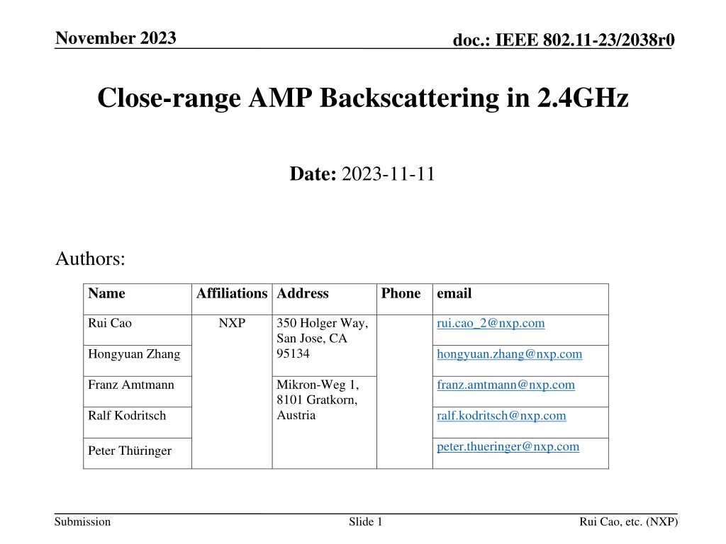 close range amp backscattering in 2 4ghz for iot applicatio