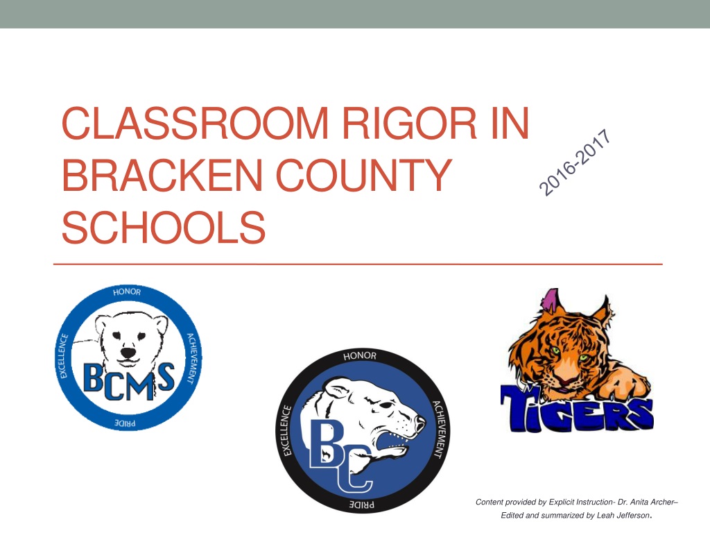 1 maximizing classroom rigor for effective instruction 2 academic rigor in bracken county schools involves planned curriculum that caters to vario