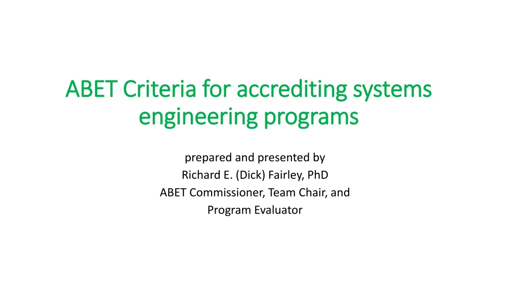 abet criteria for accrediting systems engineering programs overvi