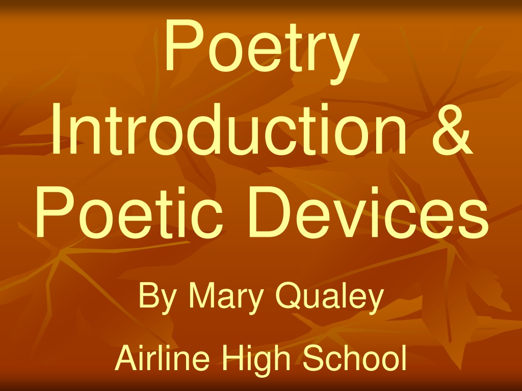 exploration of poetry and poetic devic