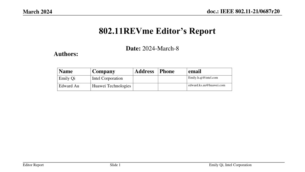 ieee 802 11 21 0687r20 editor s report march 20