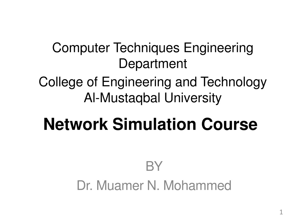 Subnetting Basics for Network Simulation Course at Al-Mustaqbal University