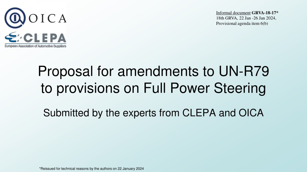 proposed amendments to un r79 for steer by wire syste