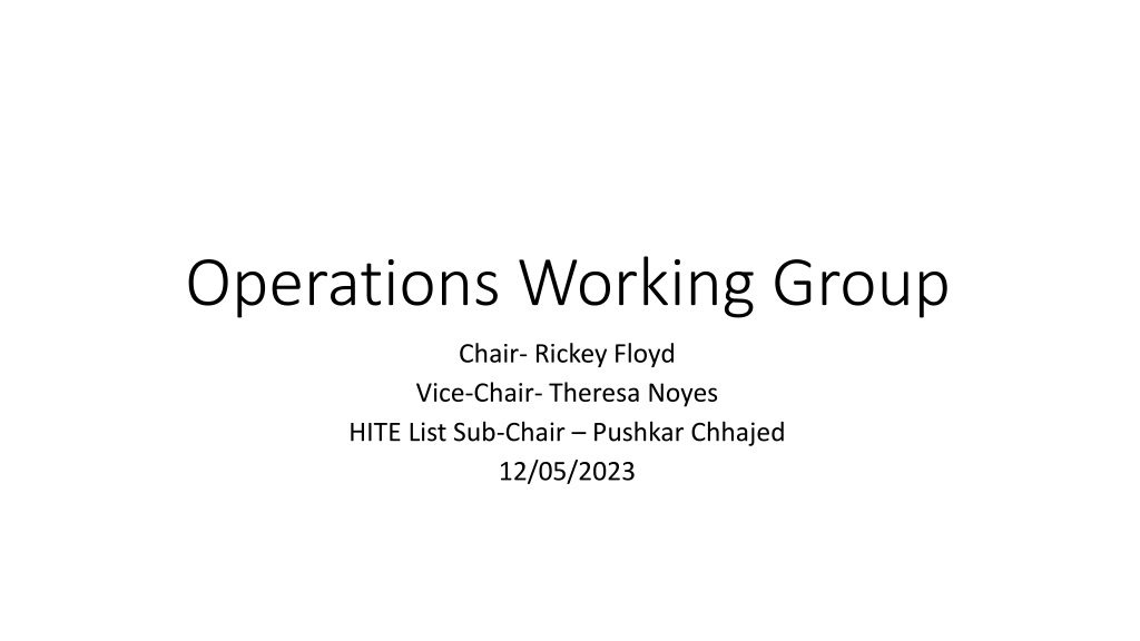 ERCOT Operations Working Group Updates and System Operations Overview