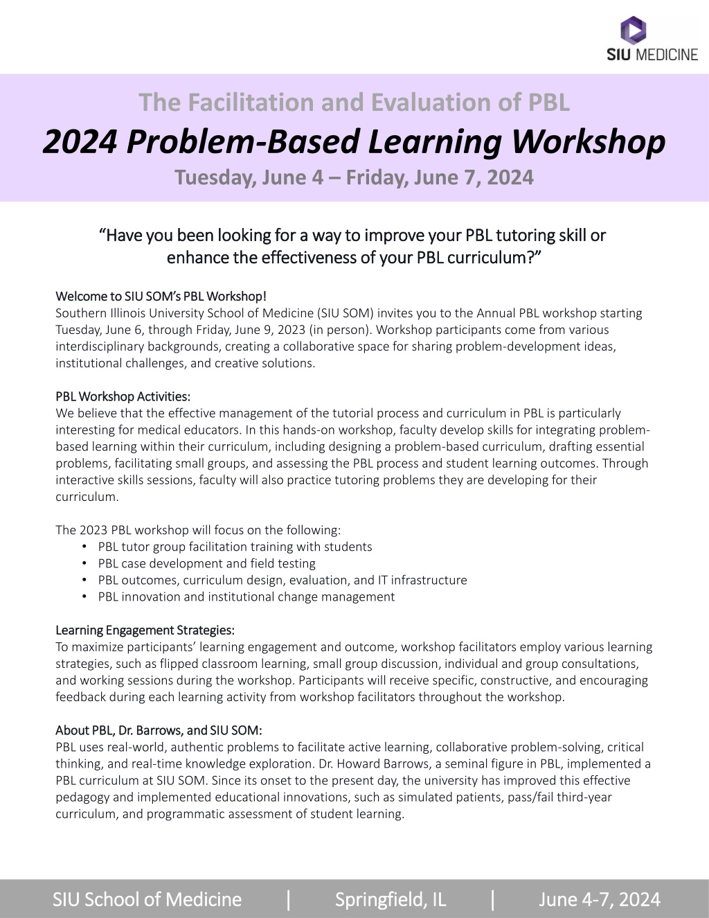 enhancing pbl skills siu som s problem based learning workshop 20