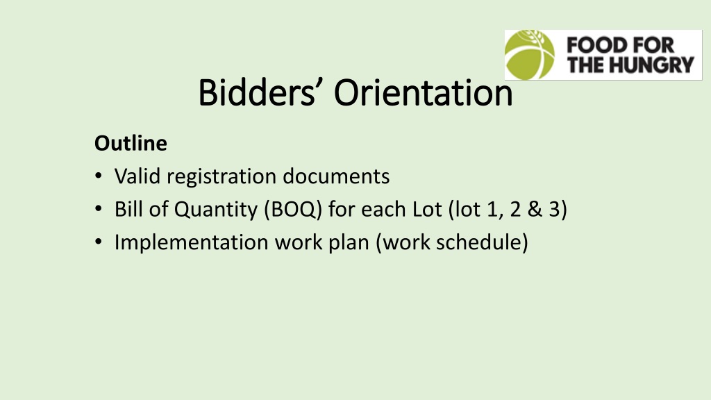 guidelines for prospective bidders in construction projec