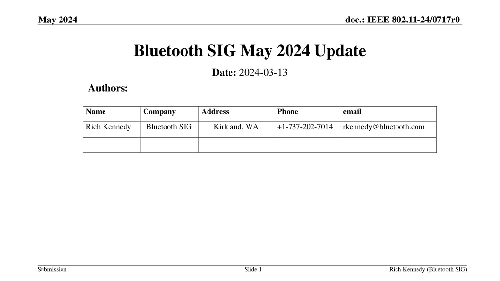 PPT - Bluetooth SIG Update on 5 and 6 GHz Bands Sharing PowerPoint ...