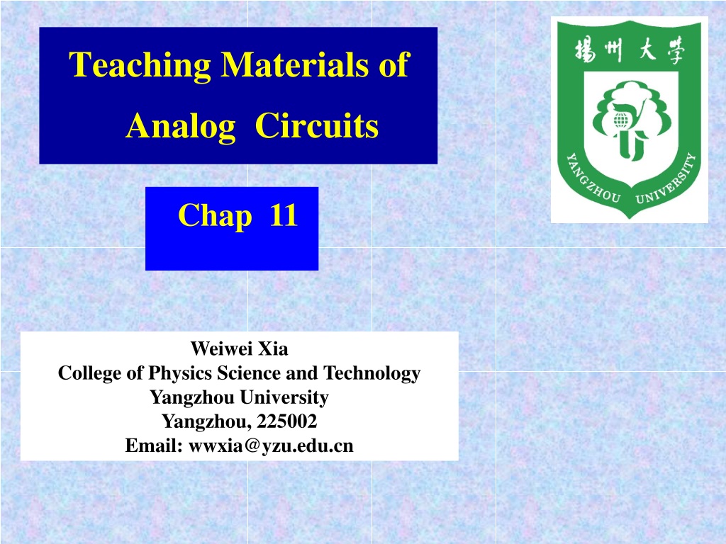 Analog Circuits: Chapter 11 - Voltage Regulators Overview