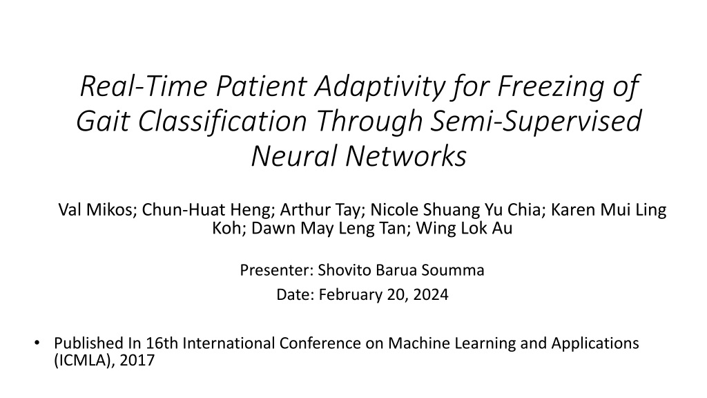 real time patient adaptivity for freezing of gait classification using semi supervised neural networ