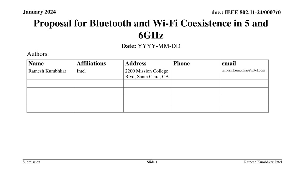proposal for bluetooth and wi fi coexistence framework in 5 and 6ghz ban