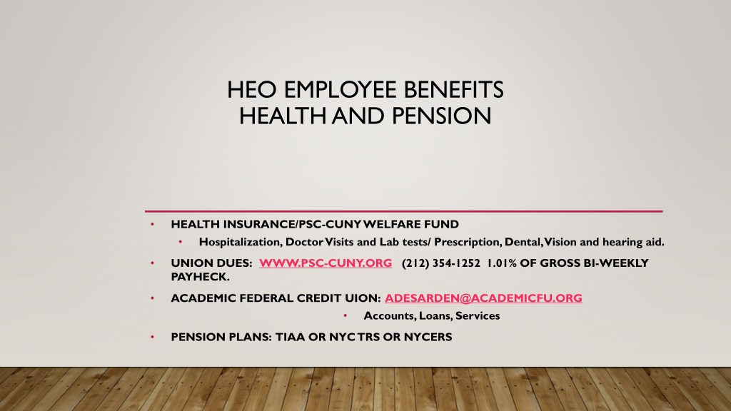HEO Employee Benefits Overview
