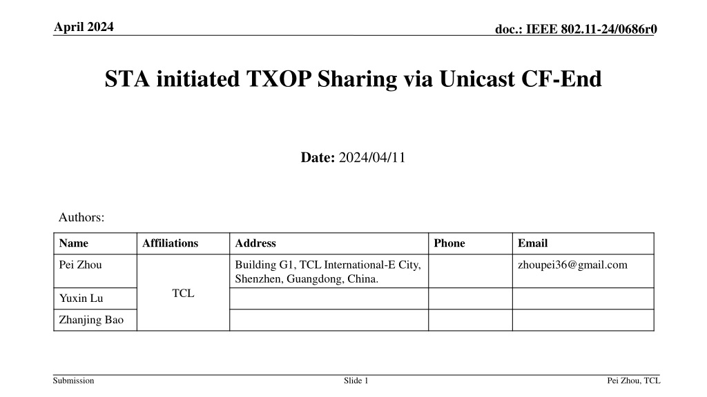 proposal for unicast cf end frame in ieee 802 11 24 0686