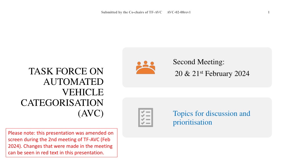 prioritizing topics on automated vehicle categorisation for task force discussi