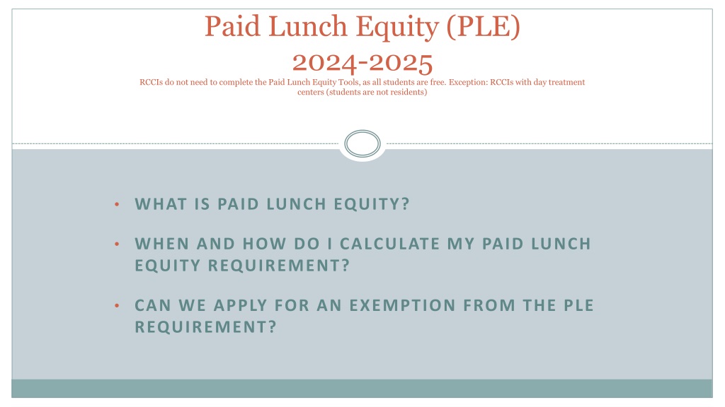 Paid Lunch Equity (PLE) Requirements for School Year 2024-2025