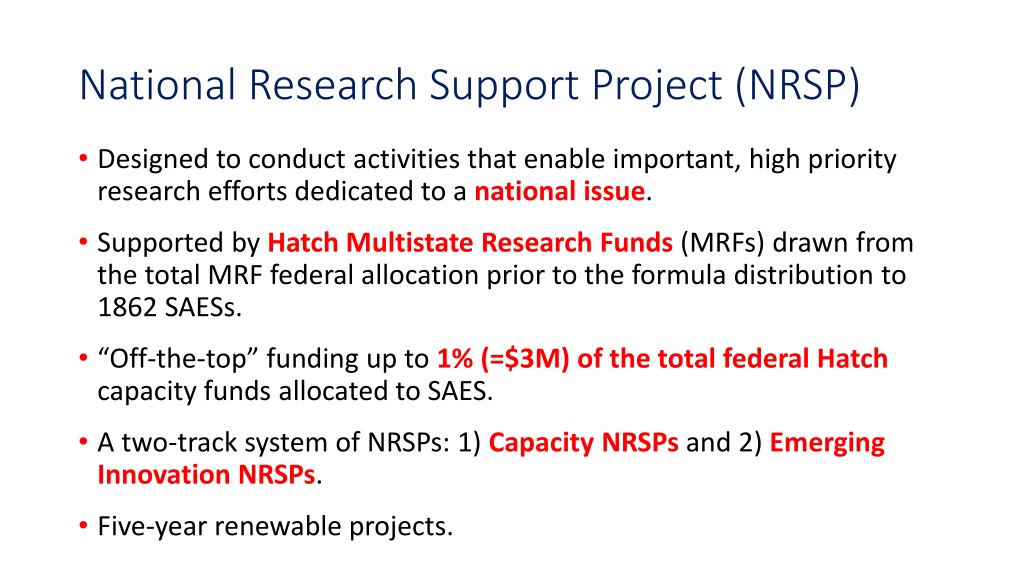 national research support project updates and initiativ