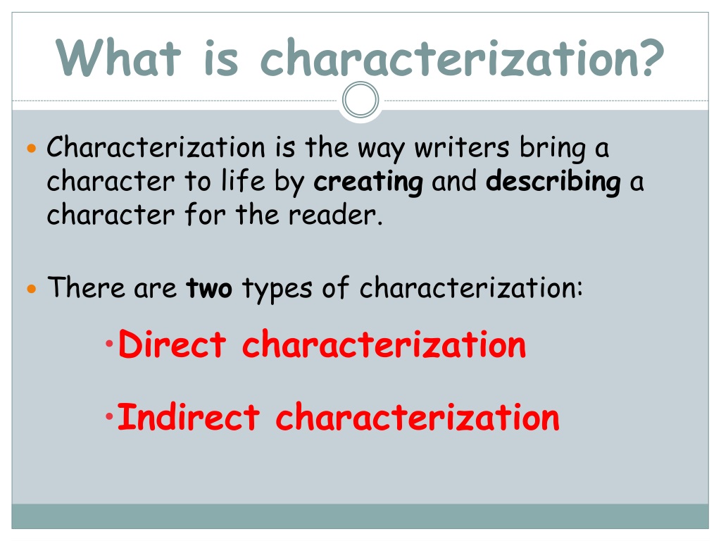 understanding characterization in writi