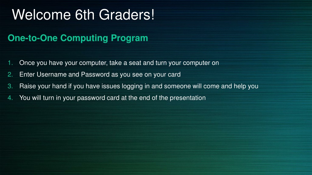 one to one computing program guidelines for 6th grade