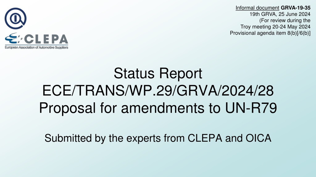 proposed amendments to un r79 for steer by wire syste