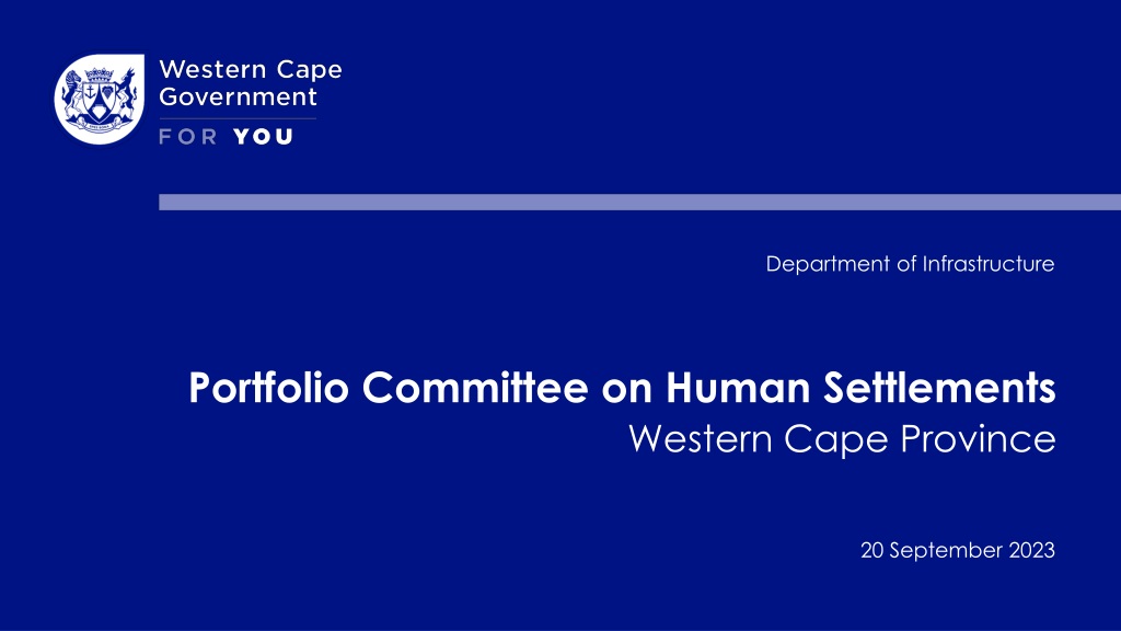 Progress Report on Infrastructure and Housing Projects in Western Cape