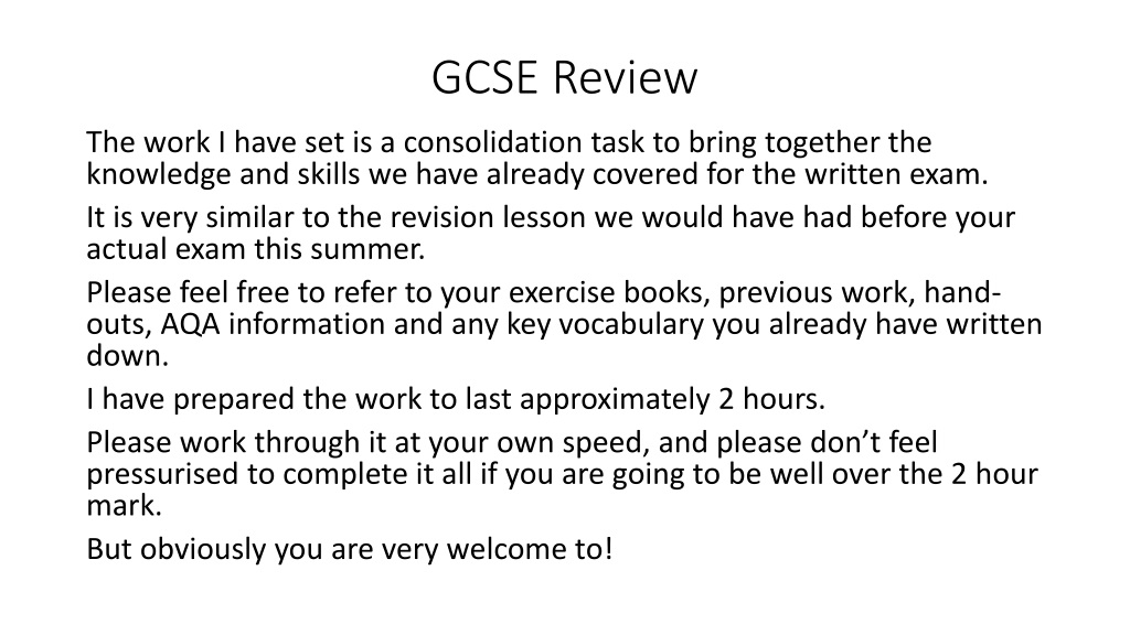 gcse music written exam consolidation ta