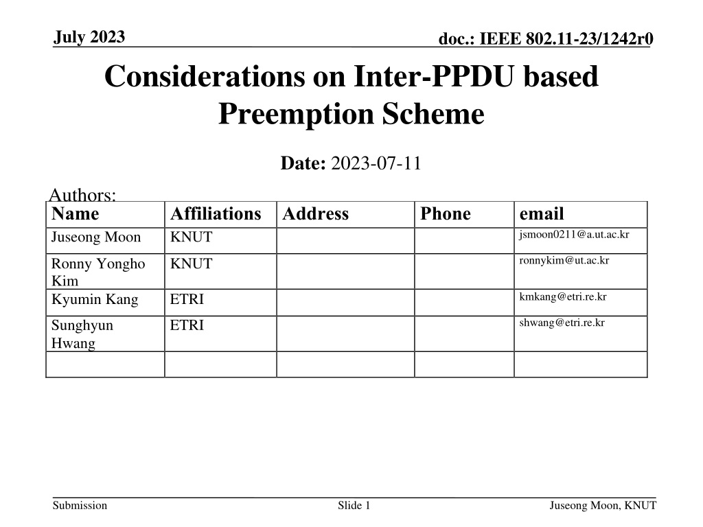 considerations on inter ppdu based preemption scheme for uhr in ieee 802 11 