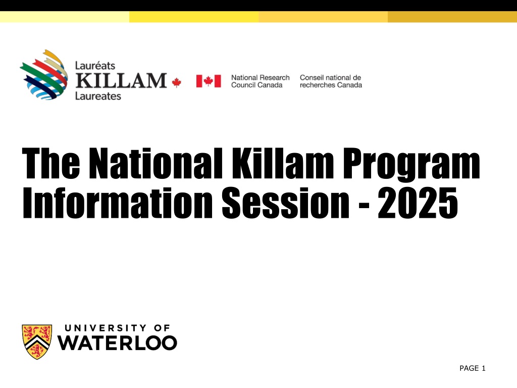 national killam program information session 2025 at university of waterl