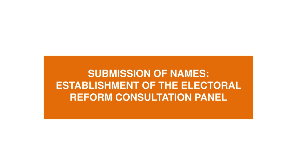 establishment of electoral reform consultation panel presentati