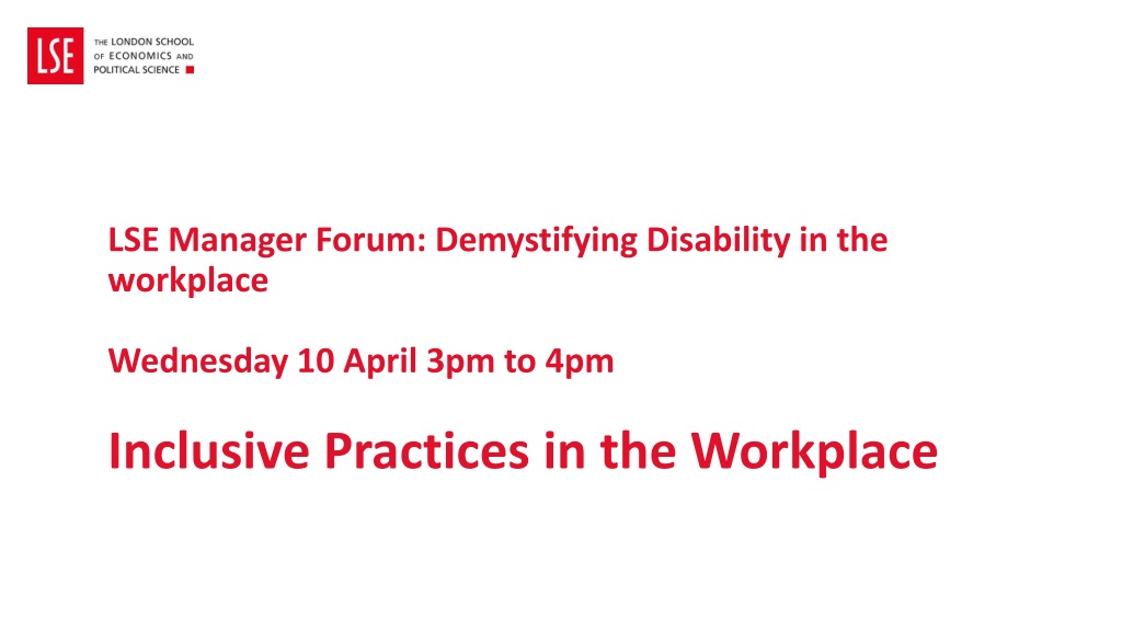Demystifying Disability in the Workplace: Inclusive Practices Forum
