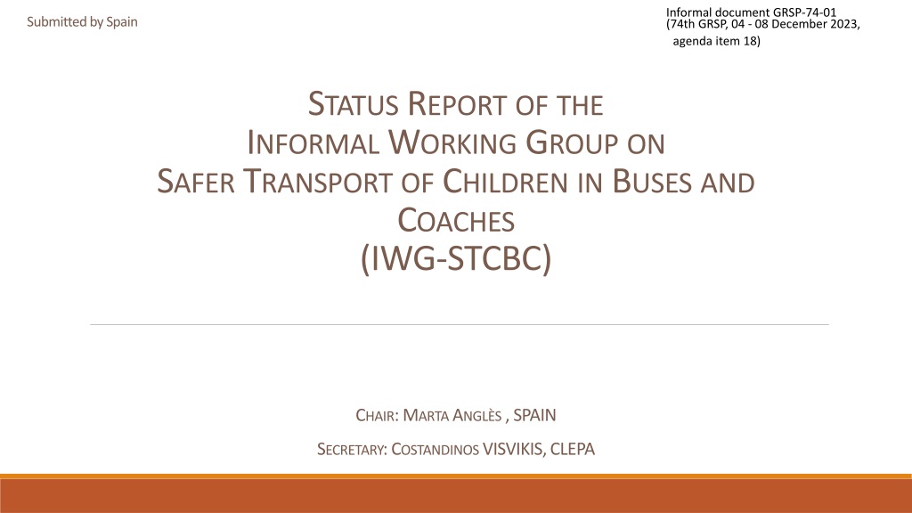 Status Report of IWG on Safer Transport of Children in Buses and Coaches