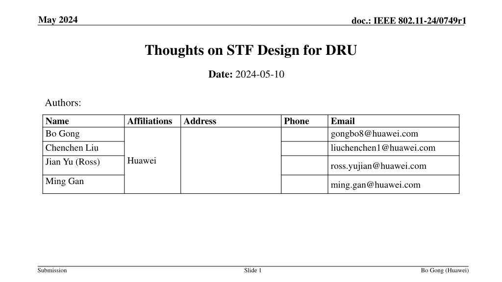 thoughts on stf design for distributed resource unit in ieee 802 