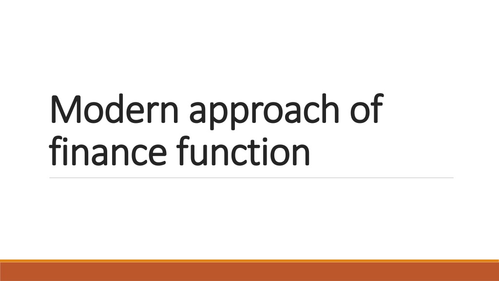 evolution of financial management modern approa