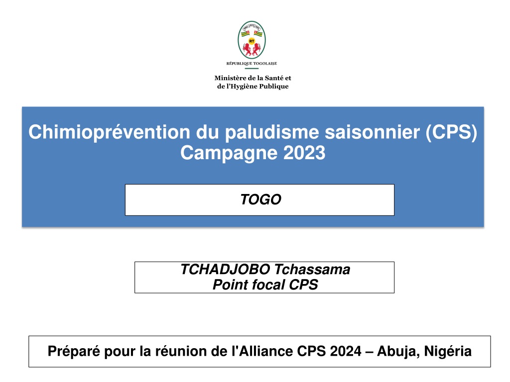 Chimioprévention du paludisme saisonnier au Togo et Tchad: Campagnes 2023-2024