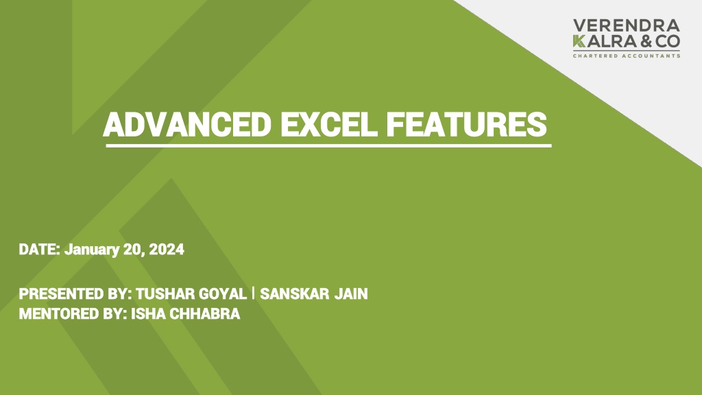 advanced excel features overview and practical understandi