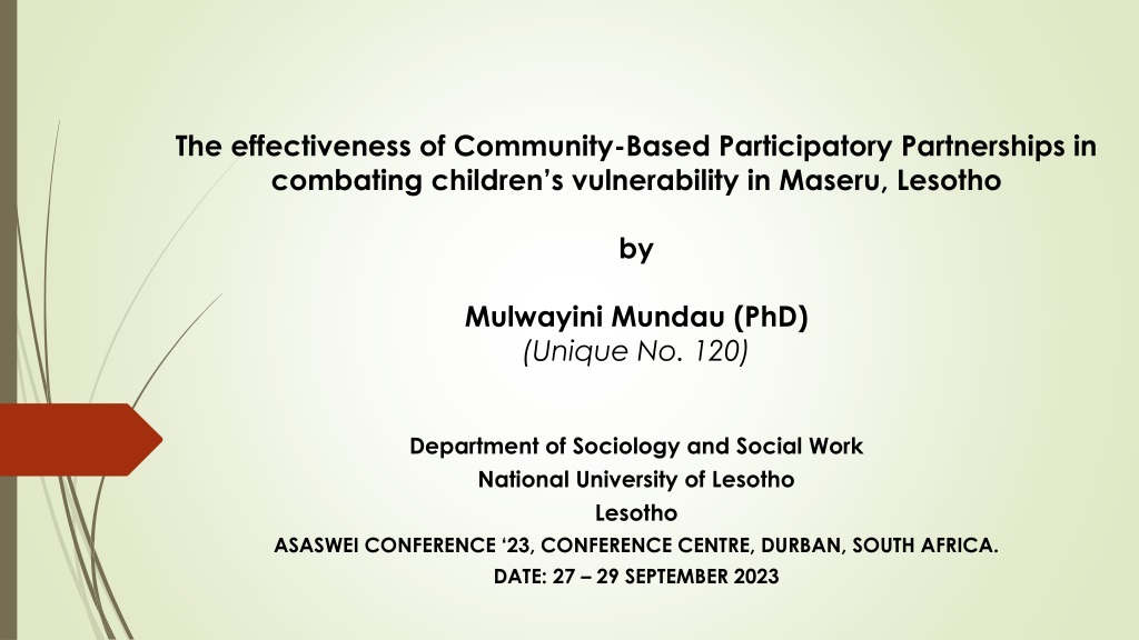 effectiveness of community based partnerships in combating children s vulnerability in maseru lesot