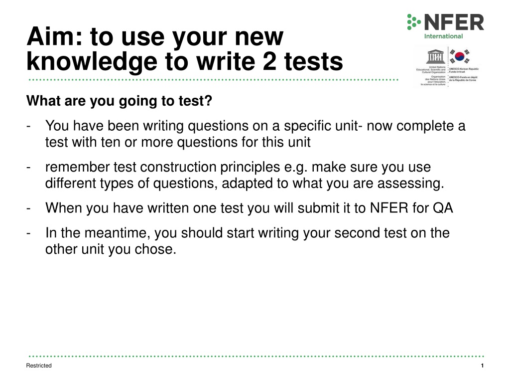 test construction process for two units in education developme